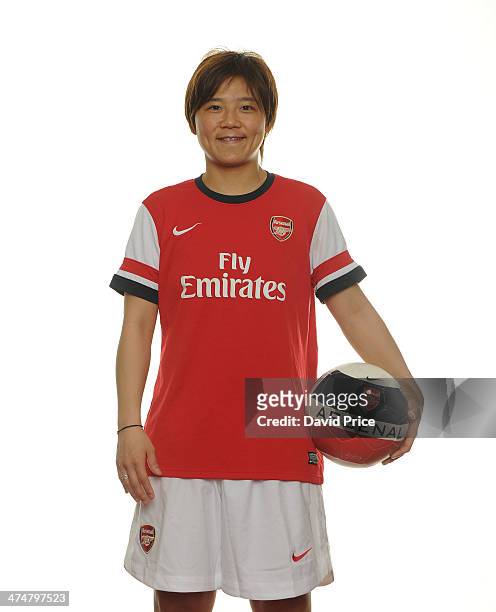 Arsenal Ladies new signing Shinobu Ohno at Arsenal Training Ground at London Colney on February 25, 2014 in St Albans, England.