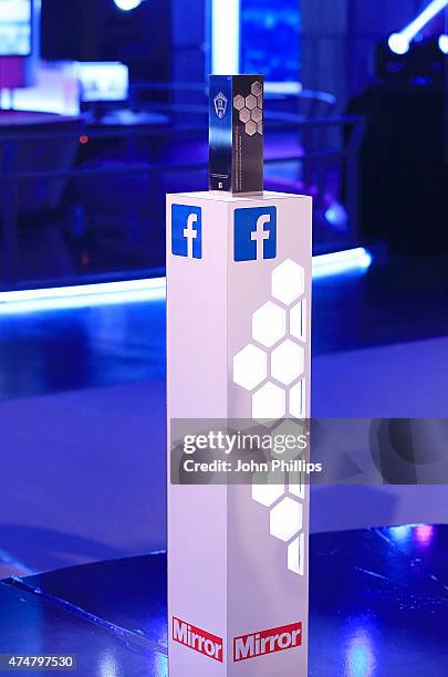 The winners' trophy at the inaugural Facebook Football Awards on May 26, 2015 in London, England.