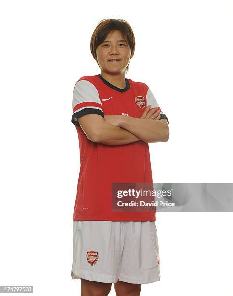 Arsenal Ladies new signing Shinobu Ohno at Arsenal Training Ground at London Colney on February 25, 2014 in St Albans, England.