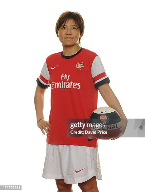 Arsenal Ladies new signing Shinobu Ohno at Arsenal Training Ground at London Colney on February 25, 2014 in St Albans, England.