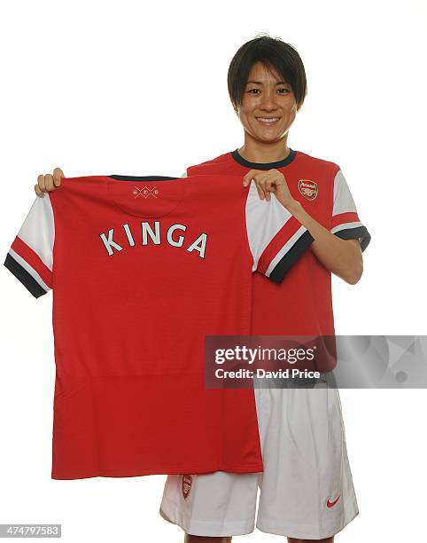 Arsenal Ladies new signings Yukari Kinga at Arsenal Training Ground at London Colney on February 25, 2014 in St Albans, England.