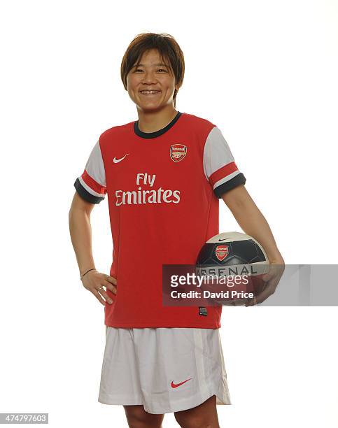 Arsenal Ladies new signing Shinobu Ohno at Arsenal Training Ground at London Colney on February 25, 2014 in St Albans, England.