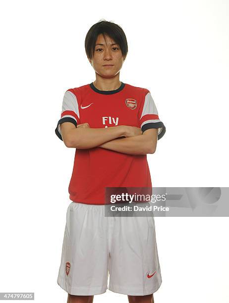 Arsenal Ladies new signings Yukari Kinga at Arsenal Training Ground at London Colney on February 25, 2014 in St Albans, England.