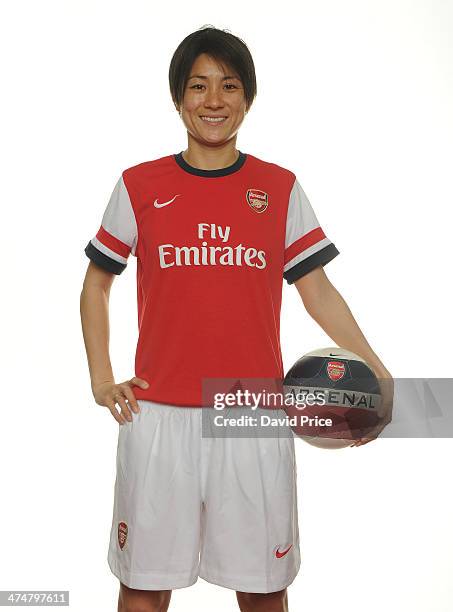 Arsenal Ladies new signings Yukari Kinga at Arsenal Training Ground at London Colney on February 25, 2014 in St Albans, England.