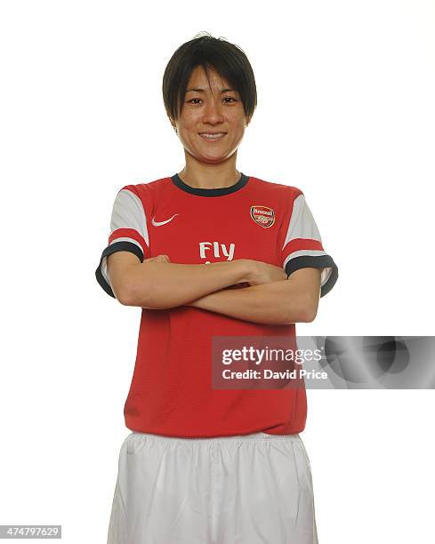 Arsenal Ladies new signings Yukari Kinga at Arsenal Training Ground at London Colney on February 25, 2014 in St Albans, England.