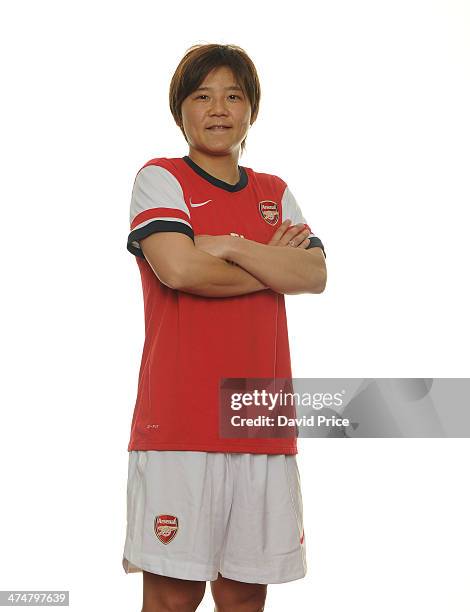 Arsenal Ladies new signing Shinobu Ohno at Arsenal Training Ground at London Colney on February 25, 2014 in St Albans, England.