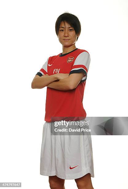 Arsenal Ladies new signings Yukari Kinga at Arsenal Training Ground at London Colney on February 25, 2014 in St Albans, England.