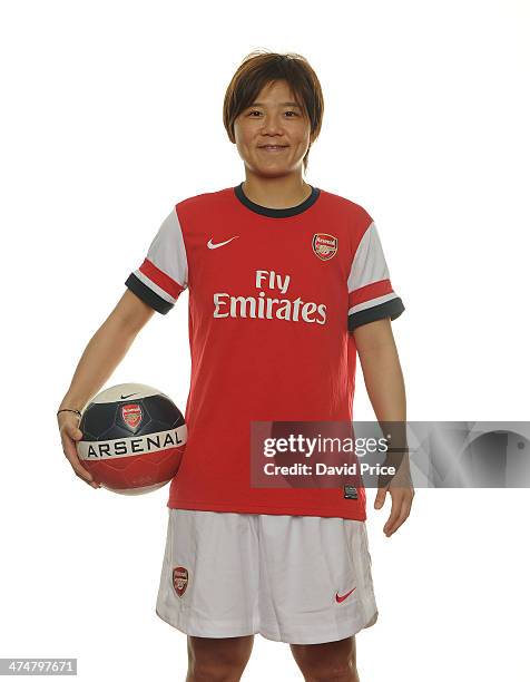 Arsenal Ladies new signing Shinobu Ohno at Arsenal Training Ground at London Colney on February 25, 2014 in St Albans, England.