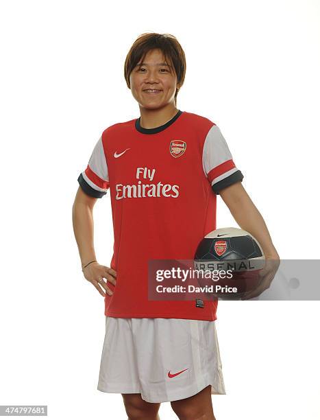 Arsenal Ladies new signing Shinobu Ohno at Arsenal Training Ground at London Colney on February 25, 2014 in St Albans, England.