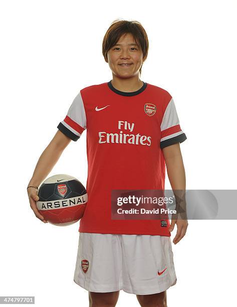 Arsenal Ladies new signing Shinobu Ohno at Arsenal Training Ground at London Colney on February 25, 2014 in St Albans, England.