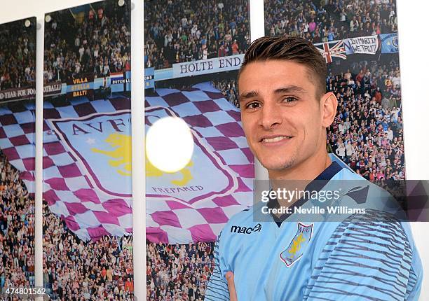 Ashley Westwood of Aston Villa during the Aston Villa FA Cup Final media day at Bodymoor Heath training ground on May 26, 2015 in Birmingham, England.