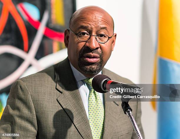 Mayor of Philadelphia Michael Nutter attends the 2015 WaWa Welcome America! Festival Announcement at the African American Museum of Philadelphia on...