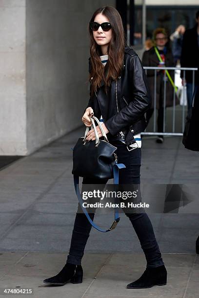 Danielle Haim of the band Haim, sighted leaving Radio 1 on February 25, 2014 in London, England.