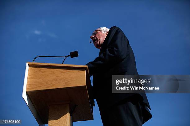 Sen. Bernie Sanders delivers remarks while officially announcing his candidacy for the U.S. Presidency during an event at Waterfront Park May 26,...