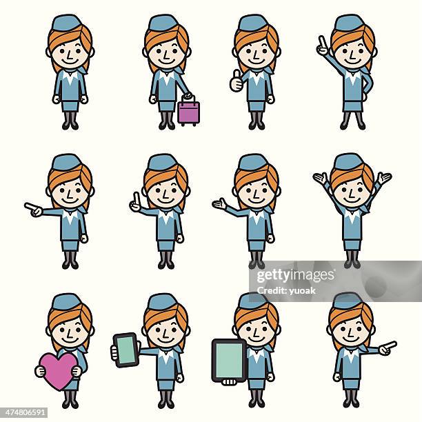 flight attendant - person checking email stock illustrations