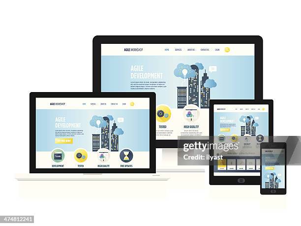 responsive design - computer-monitor stock-grafiken, -clipart, -cartoons und -symbole