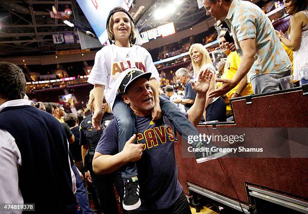 Cleveland Cavaliers owner Dan Gilbert celebrates after defeating the Atlanta Hawks during Game Four of the Eastern Conference Finals of the 2015 NBA...