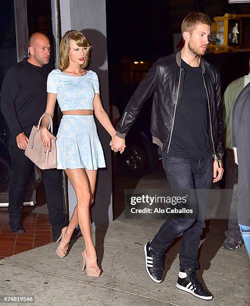 Taylor Swift and Calvin Harris are seen in Soho on May 26, 2015 in New York City.