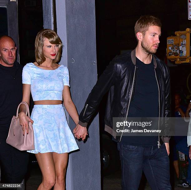 Taylor Swift and Calvin Harris leave L'asso restaurant on May 26, 2015 in New York City.