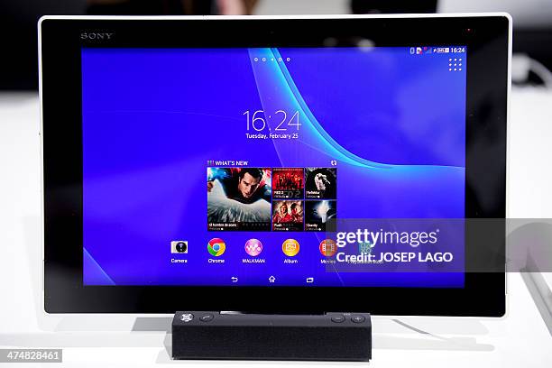 Xperia tablet Z2 by "Sony" is displayed in Barcelona on February 25 on the second day of the 2013 Mobile World Congress. The 2014 Mobile World...