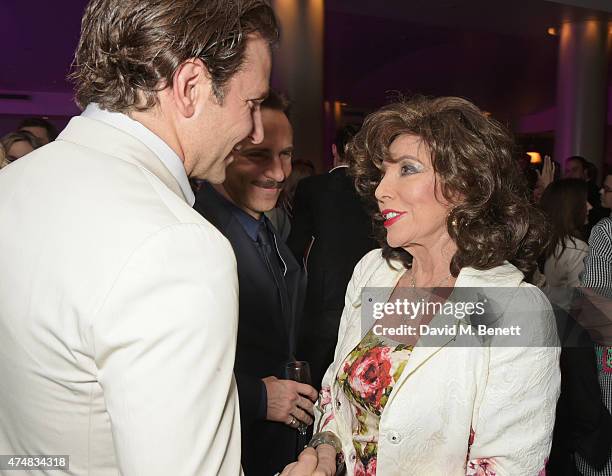 Bradley Cooper, Alessandro Nivola and Dame Joan Collins attend an after party celebrating the VIP Gala Preview of "The Elephant Man" at The Haymarket...