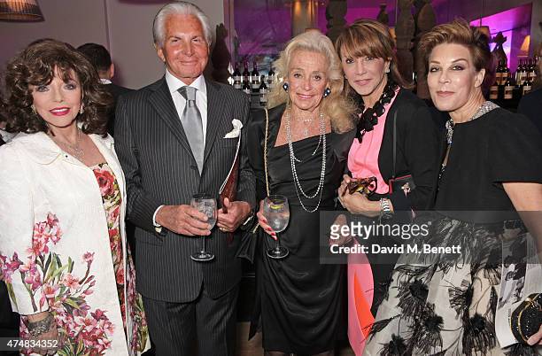 Dame Joan Collins, George Hamilton, Terry Allen Kramer, Mila Mulroney and Peggy Siegal attend an after party celebrating the VIP Gala Preview of "The...