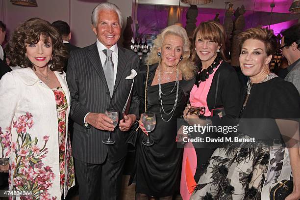 Dame Joan Collins, George Hamilton, Terry Allen Kramer, Mila Mulroney and Peggy Siegal attend an after party celebrating the VIP Gala Preview of "The...