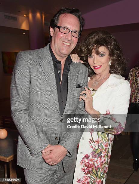 Percy Gibson and Dame Joan Collins attend an after party celebrating the VIP Gala Preview of "The Elephant Man" at The Haymarket Hotel on May 26,...