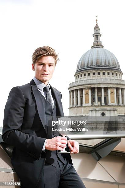 Oliver Cheshire poses at the launch of Moet Ice Imperial Summer Terrace Pop Up at Madison Rooftop Bar on May 26, 2015 in London, England.