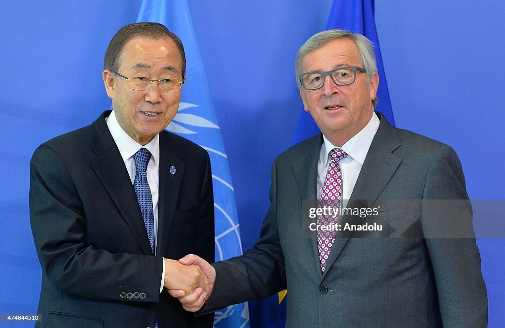 UN Secretary-General Ban Ki-moon meets European Commissioners in Brussels