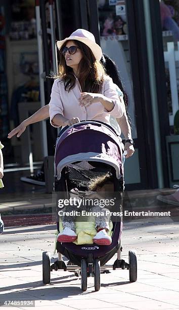 Actress Monica Cruz and her daughter Antonella Cruz are seen at Madrid amusement park on March 30, 2015 in Madrid, Spain.