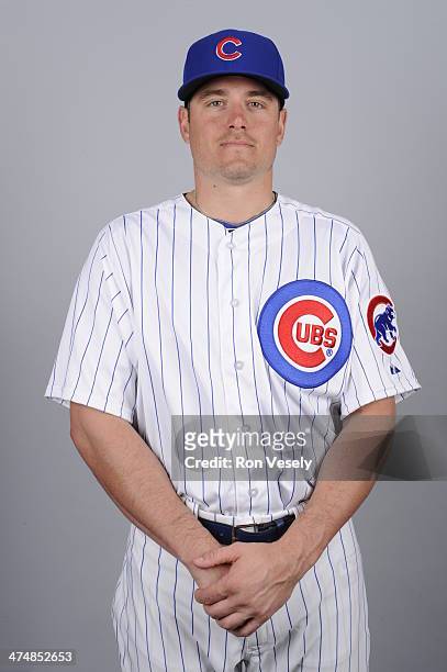Mitch Maier of the Chicago Cubs poses during Photo Day on Monday, February 24, 2014 at Cubs Park in Mesa, Arizona.