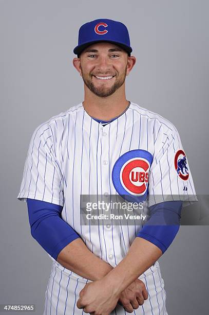 Casper Wells of the Chicago Cubs poses during Photo Day on Monday, February 24, 2014 at Cubs Park in Mesa, Arizona.