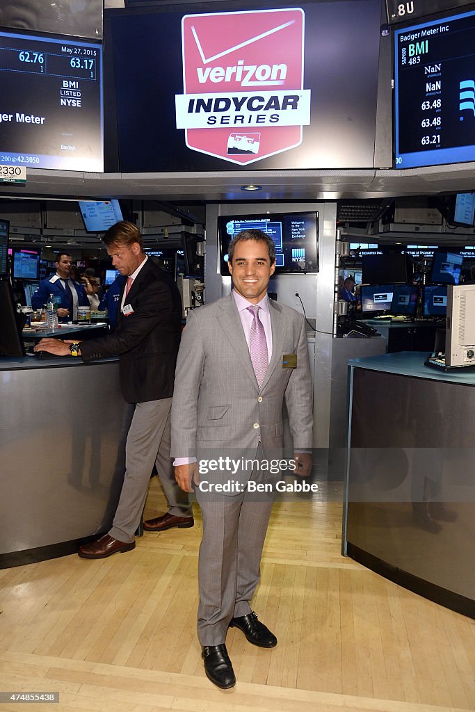 2015 Indianapolis 500 Winner Juan Pablo Montoya Rings The NYSE Opening Bell