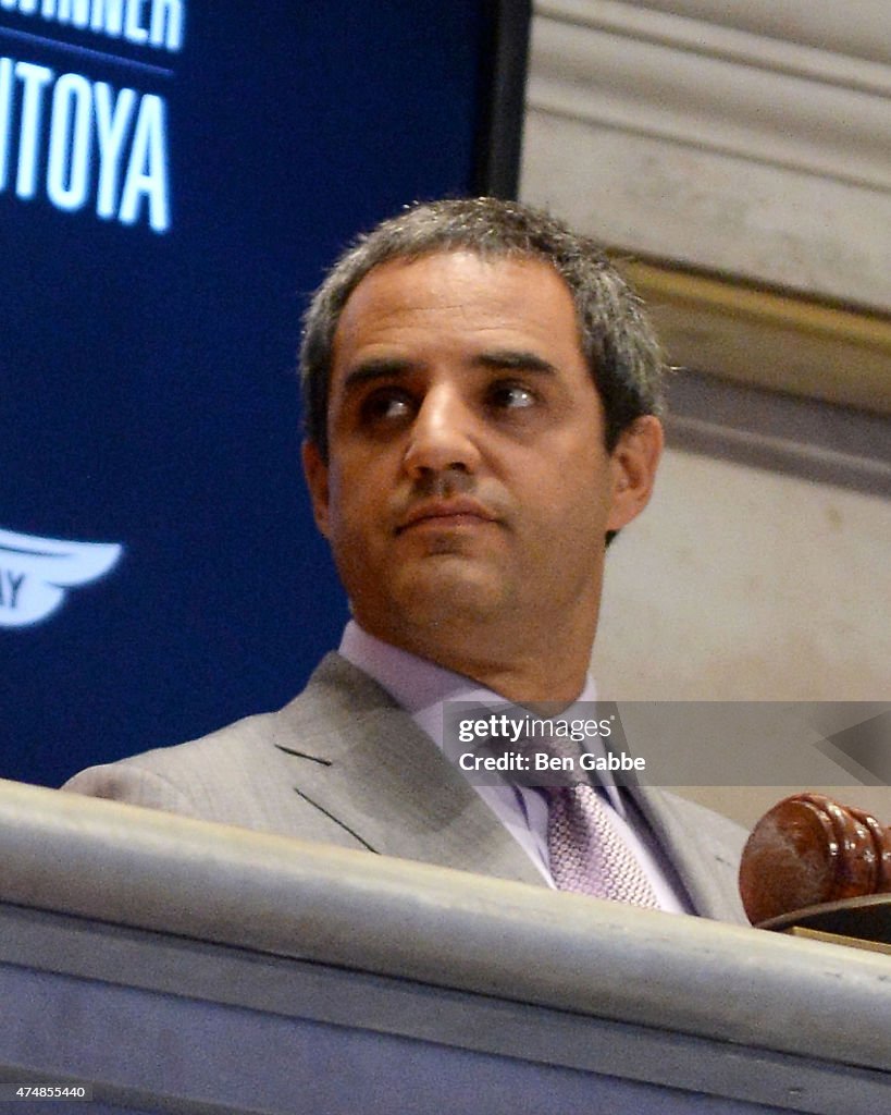 2015 Indianapolis 500 Winner Juan Pablo Montoya Rings The NYSE Opening Bell