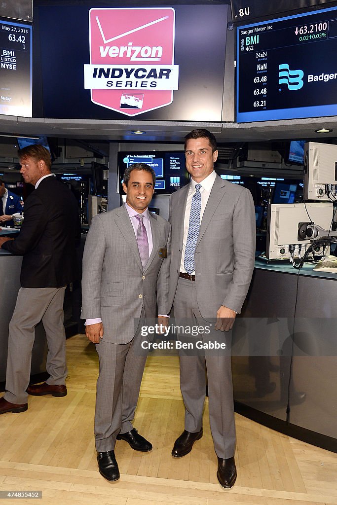 2015 Indianapolis 500 Winner Juan Pablo Montoya Rings The NYSE Opening Bell