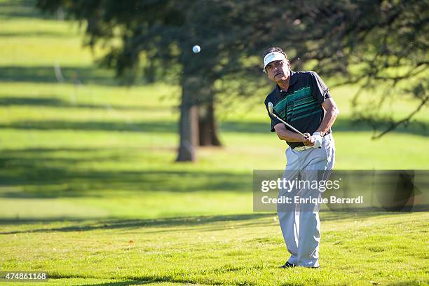 Eduardo Romero of Argentina hits from the 11th hole fairway during the first round of the 84° Abierto OSDE del Centro presentado pro Fiber Corp at...