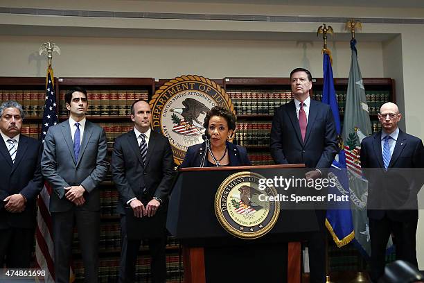 Attorney General Loretta Lynch speaks at a packed news conference at the U.S. Attorneys Office of the Eastern District of New York following the...