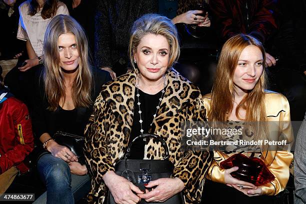 Model Malgosia Bela, actress Catherine Deneuve and Joséphine de La Baume attend ETAM show as part of the Paris Fashion Week Womenswear Fall/Winter...