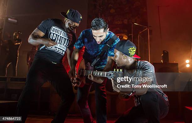 Locksmith and Amir Amor of Rudimental performs at Wolverhampton Civic Hall on February 25, 2014 in Wolverhampton, England.