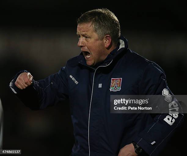 Northampton Town manager Chris Wilder shouts instructions during the Sky Bet League Two match between Northampton Town and Southend United at...