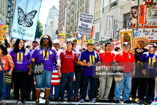 may day march in los angeles downtown, usa - deportation 個照片及圖片檔