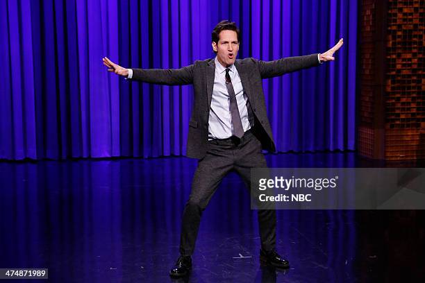 Episode 0007 -- Pictured: Actor Paul Rudd and Jimmy Fallon have a Lip Sync Battle on February 25, 2014 --