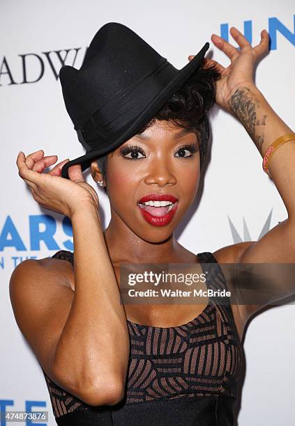 Brandy backstage at United presents 'Stars in the Alley' in Shubert Alley on May 27, 2015 in New York City.