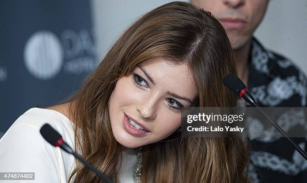 Actress Eugenia 'La China' Suarez attends a press conference to present 'Abzdurdah' at the Dazzler Hotel on May 27, 2015 in Buenos Aires, Argentina.