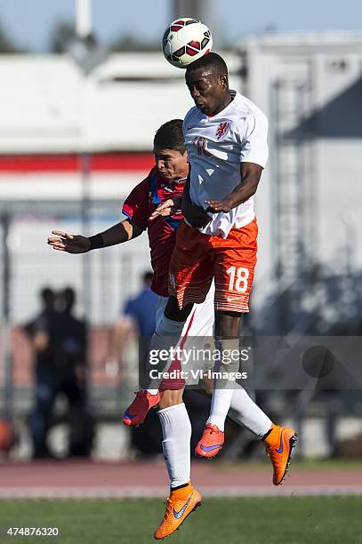 Joseph Mora of Costa Rica U21, Elvio van Overbeek of Netherlands U21 during the Festival International Espoirs de Football tournament match between...