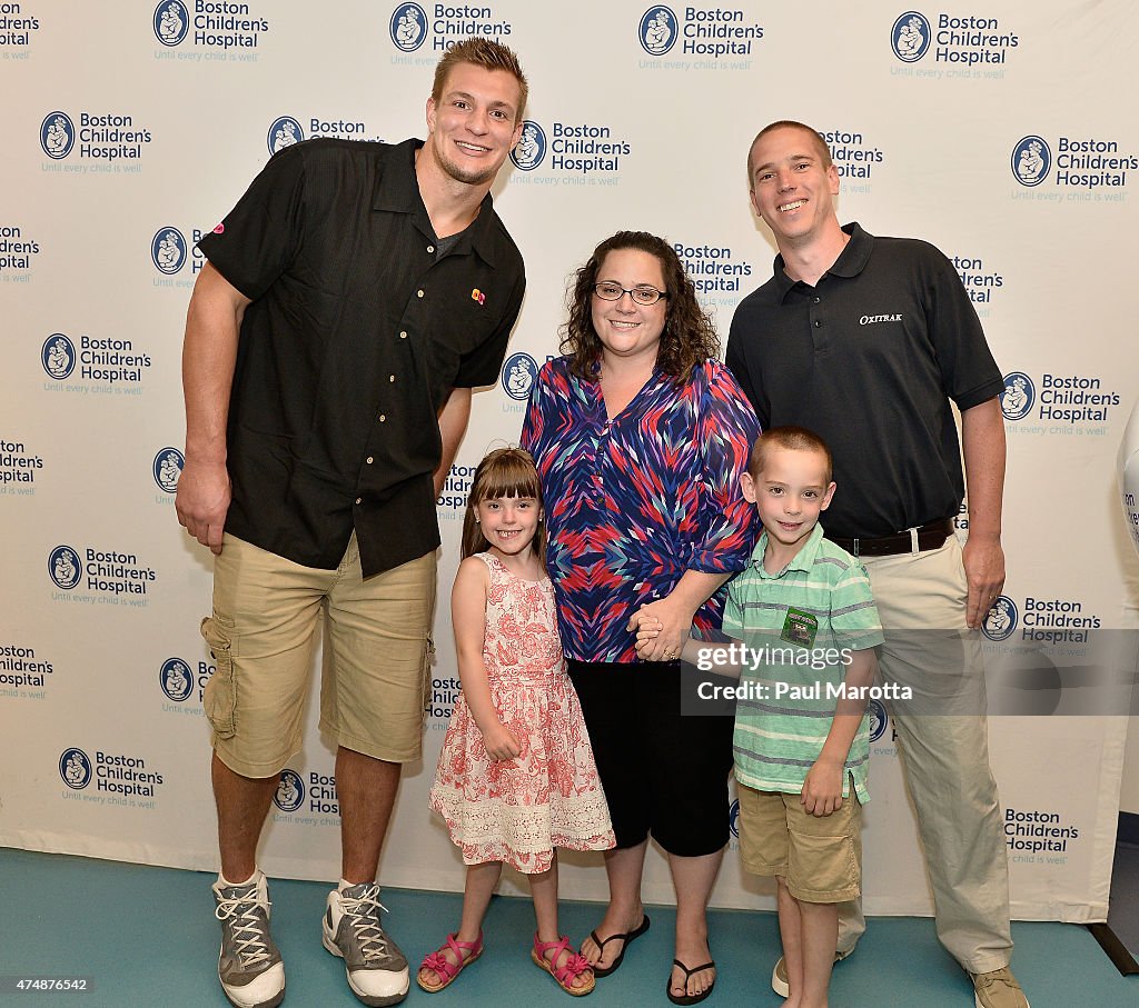 Dunkin Donuts And Rob Gronkowski Celebrate Iced Coffee Day Donation At Boston Children's Hospital