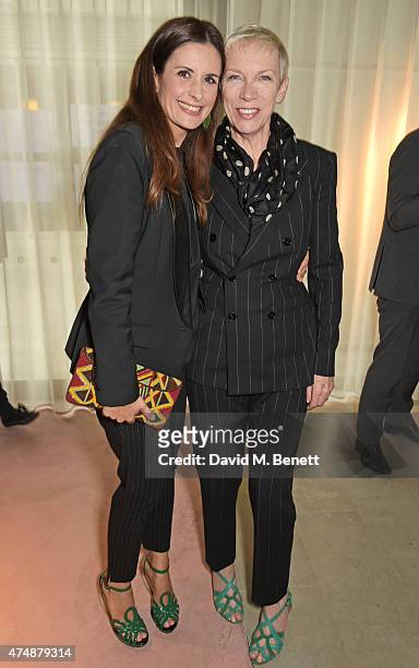Executive Producer Livia Firth and Annie Lennox attend the London premiere of 'The True Cost' at the Curzon Bloomsbury on May 27, 2015 in London,...