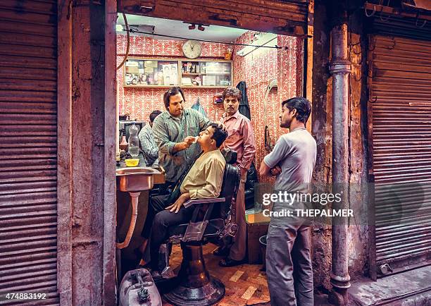 old delhi barber shop - old delhi stock pictures, royalty-free photos & images