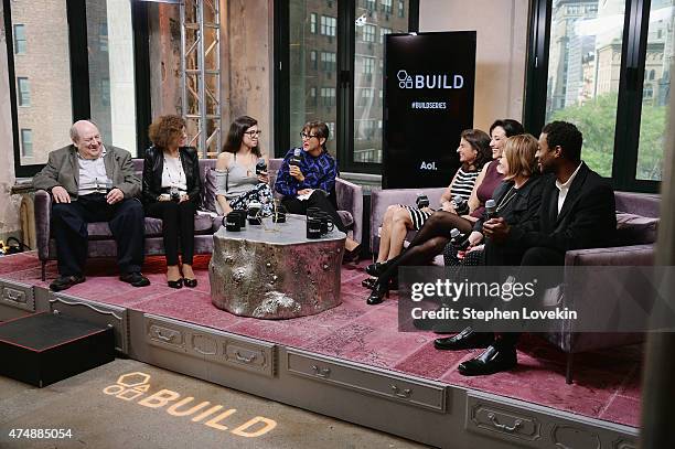 Mark Kernes, Nadine Strossen, Rachel Bernard, Rashida Jones, Jill Bauer, Ronna Gradus, Gail Dines, and Kourtney Mitchell attend The AOL BUILD Speaker...